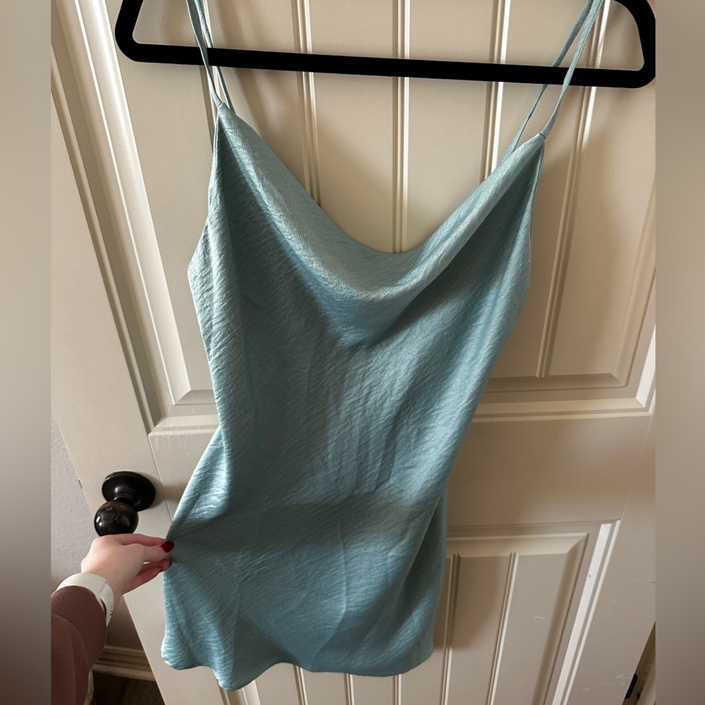 Teal satin mini dress new with tags